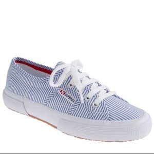 Superga Blue and White Pinstripe Sneakers - Size 6